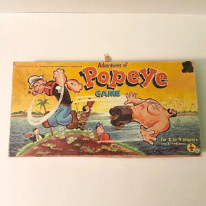 Vintage 1957 The  Adventures Of Popeye Board Game Eng and French Missing 4 Discs